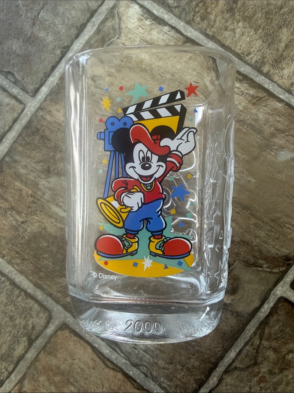 Walt Disney World 2000 Mickey Mouse Studios Clear Drinking Glass